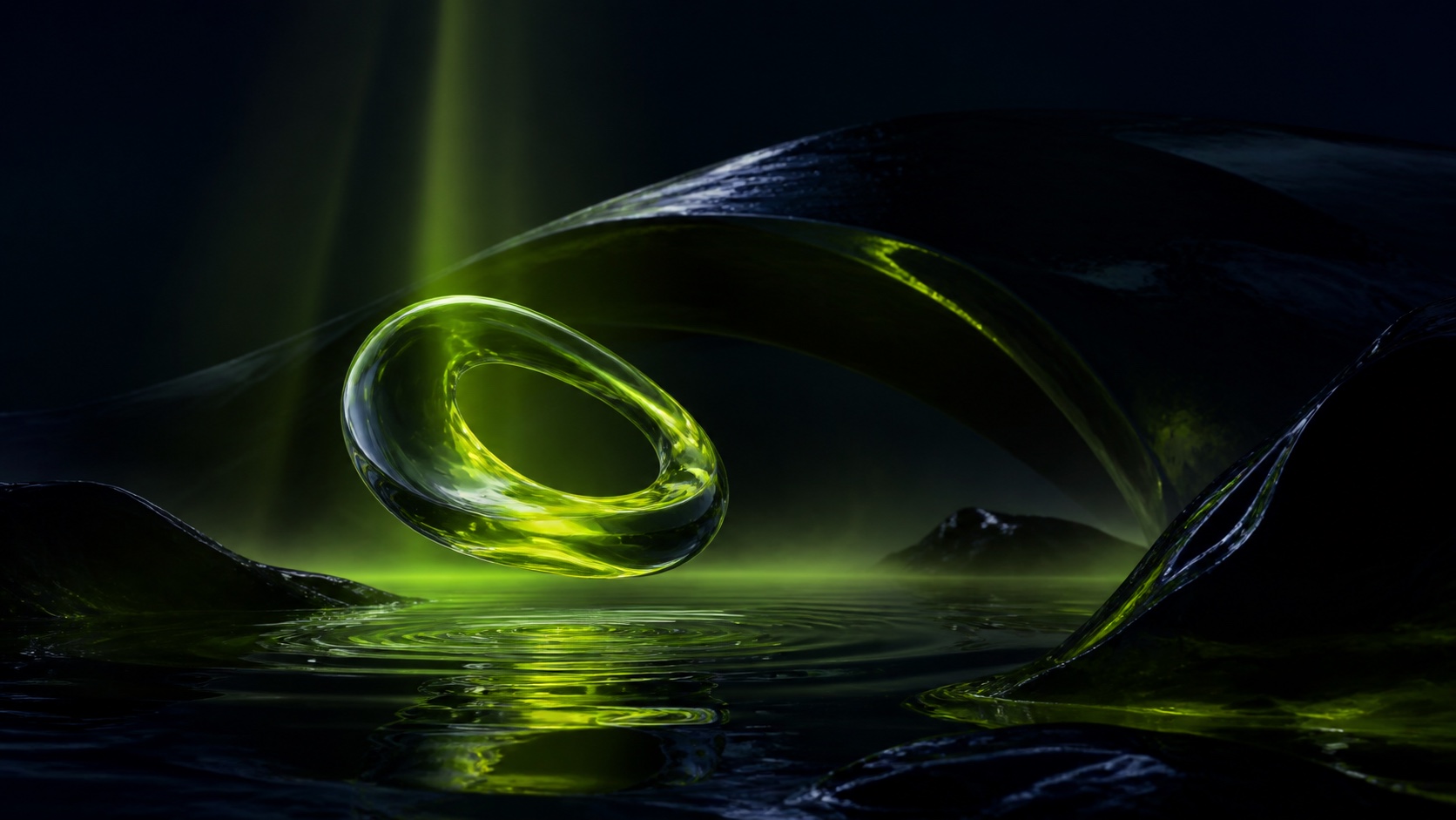 Surreal acid-lime glass form in an AI-generated advertising world