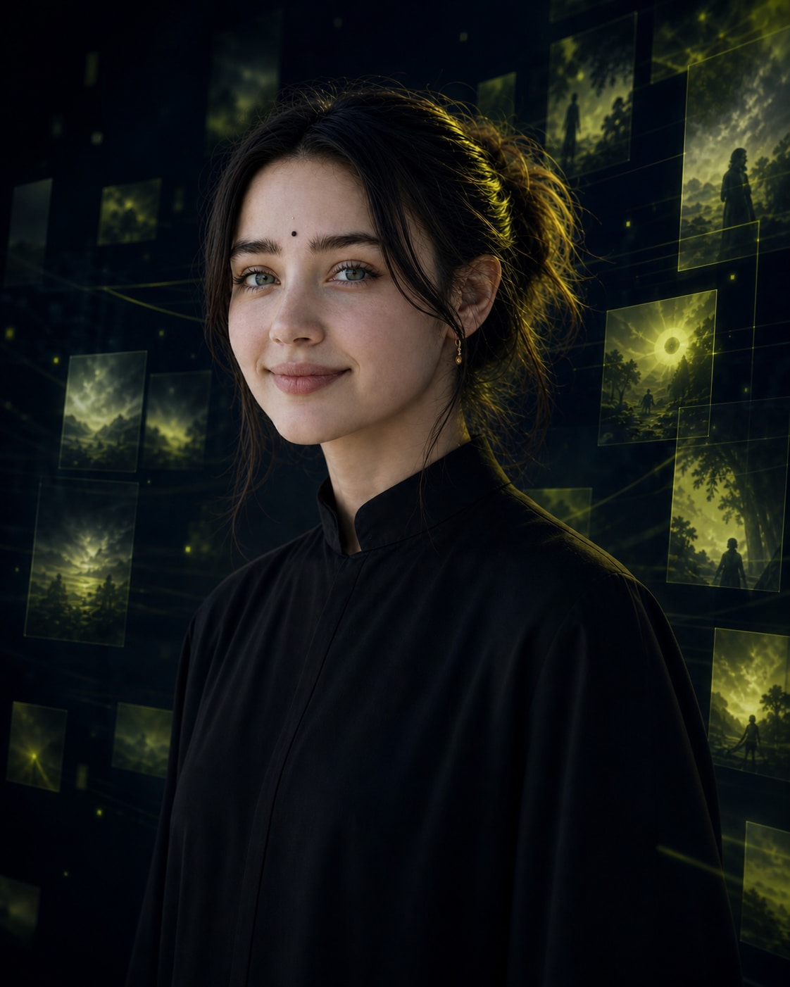 AI visual director shaping luminous short-film story frames